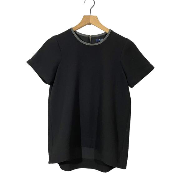 Madewell Leather Trim Tailored Tee - Black - Small - Picture 1 of 16